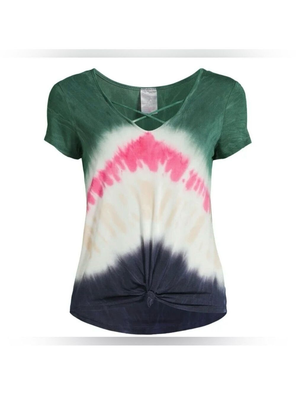 No Boundaries V-Neck Heather Lodge Tie Dye T-Shirt - Picture 2 of 13